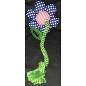 Kate Spade Doggy Flower Toy, Blue, White and Pink, 15" Chew Toy with rope